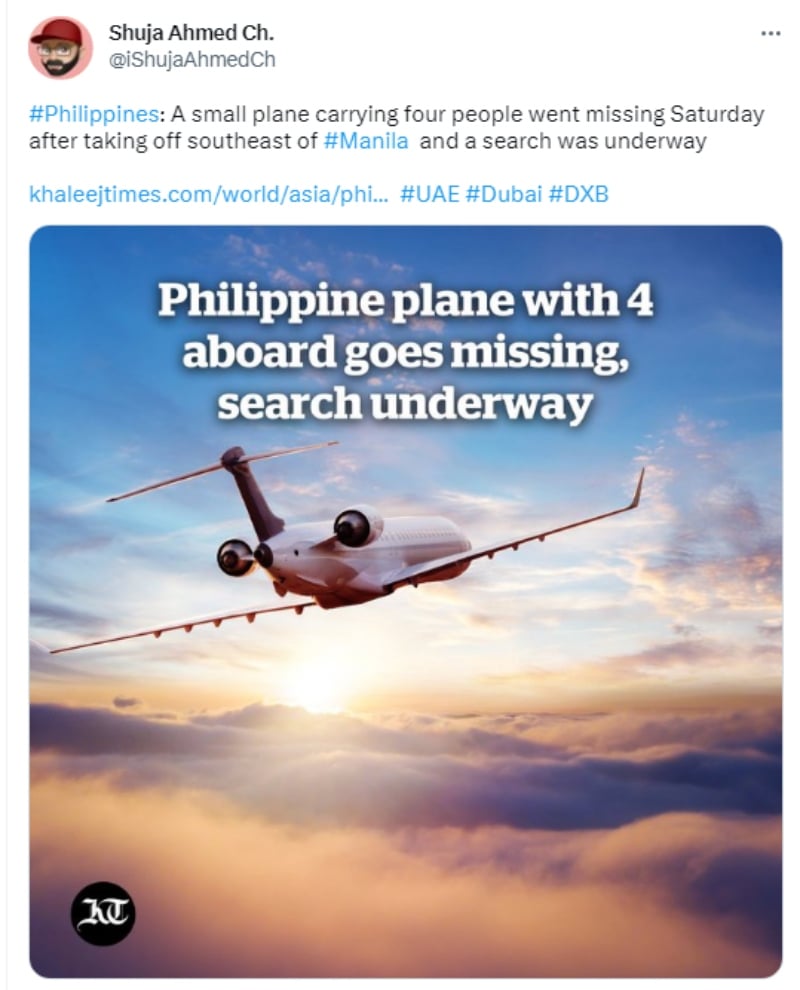 Avión desaparece en Filipinas