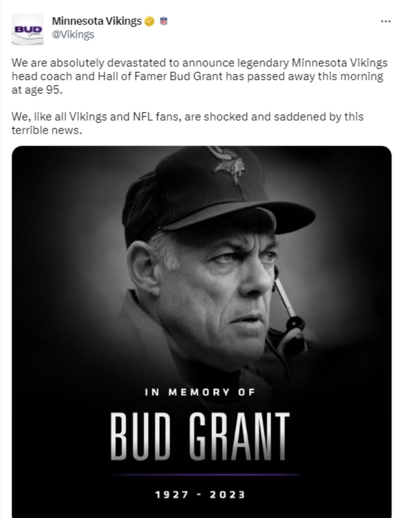 Muere el histórico entrenador Bud Grant
