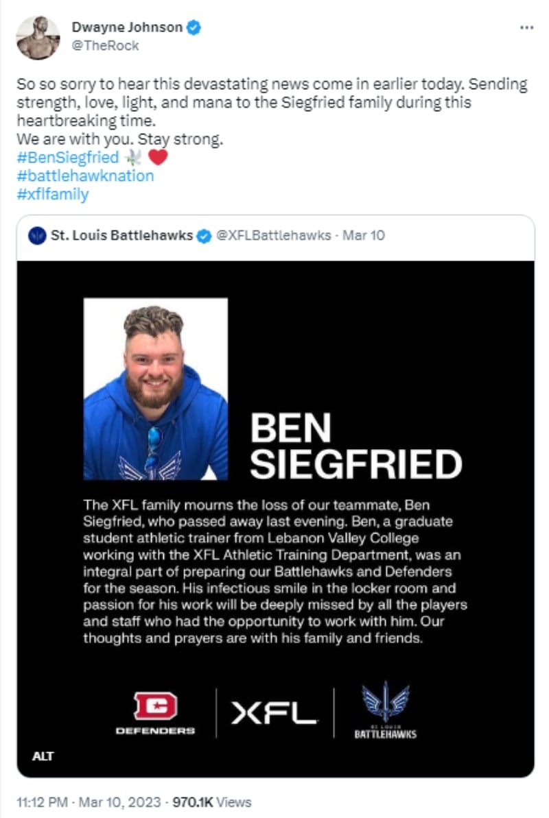 Muere entrenador Ben Siegfried: Envían sus condolencias