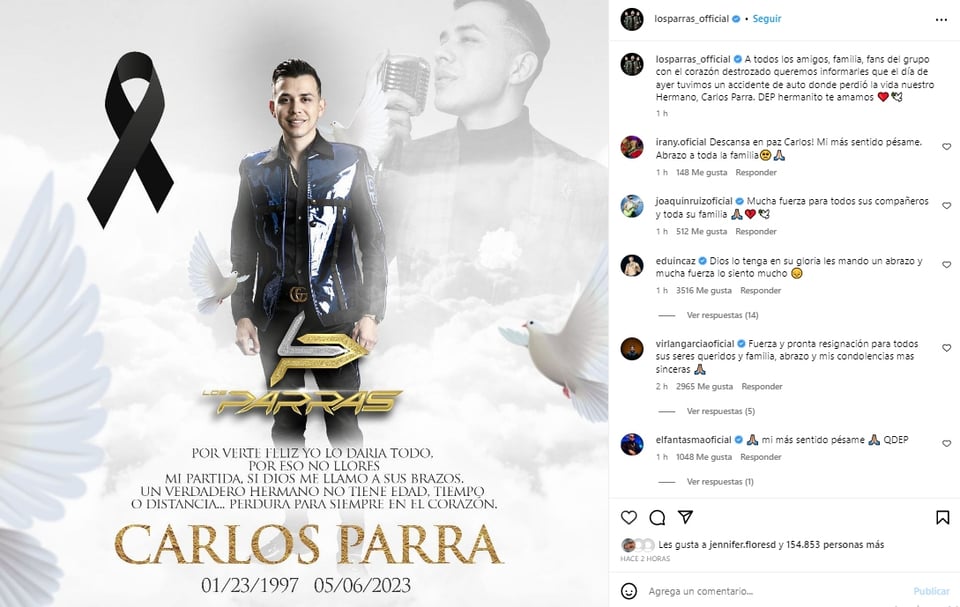 Muere joven cantante mexicano en accidente de auto