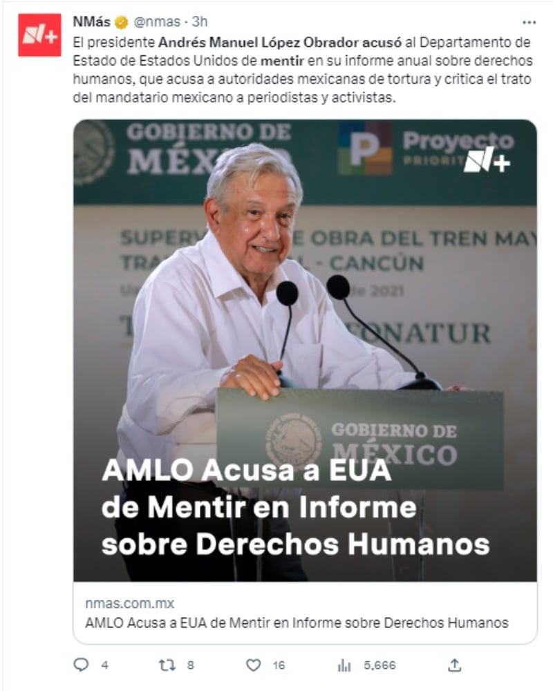 AMLO acusa a EEUU de mentir