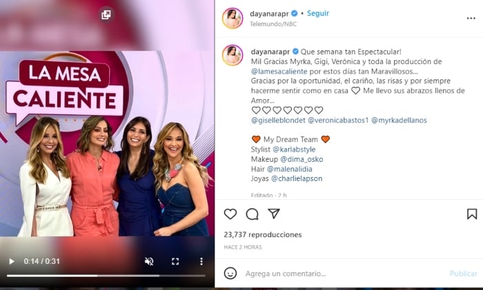 Dayanara Torres en La Mesa Caliente