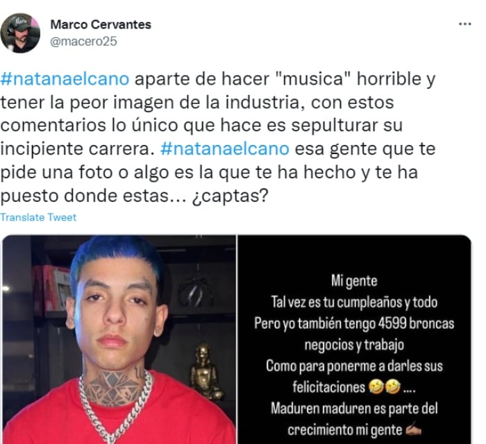 Natanael Cano pide a fans no lo molesten