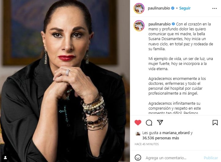 Paulina Rubio muerte Susana Dosamantes