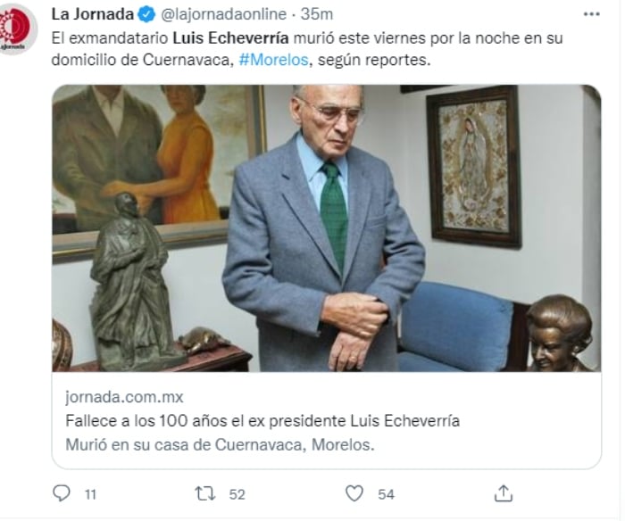 Muere expresidente Luis Echeverría