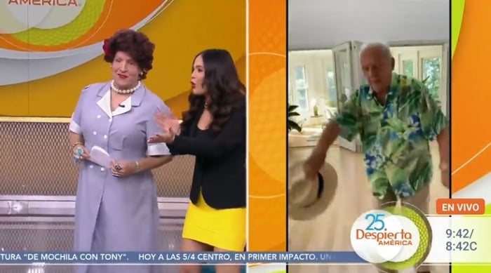 Raúl González baila junto a Anthony Hopkins