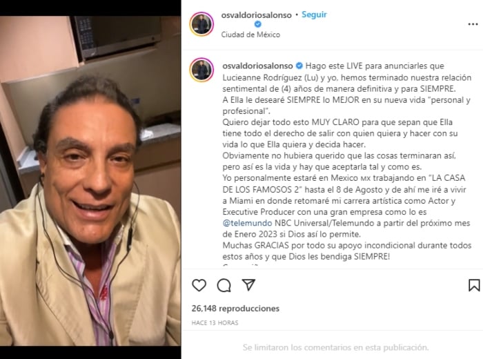 Osvaldo Ríos fin relación