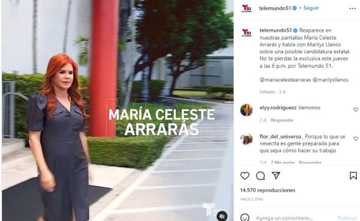 María Celeste reaparece en Telemundo