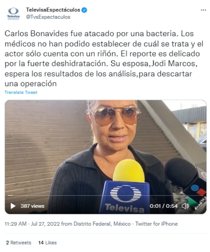Carlos Bonavides es hospitalizado