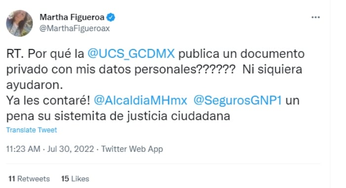 Martha Figueroa accidente automovilístico