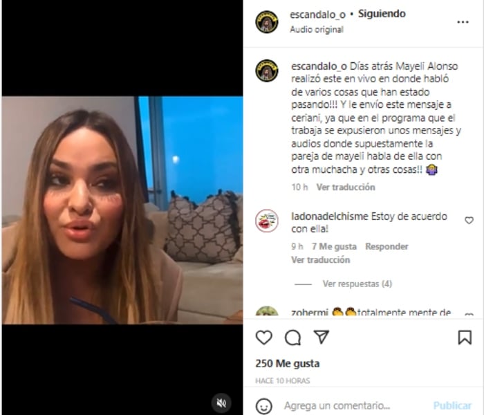 Mayeli Alonso confesión Javier Ceriani