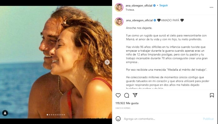 Muere padre de Ana Obregón