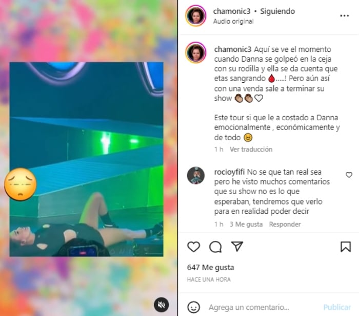 Danna Paola accidente escenario