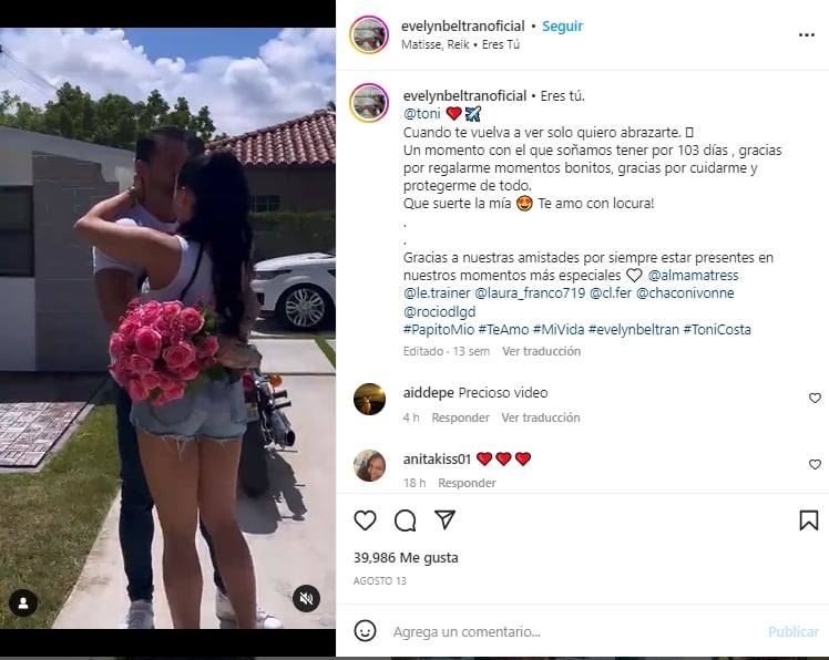 Girlfriend Toni Costa message