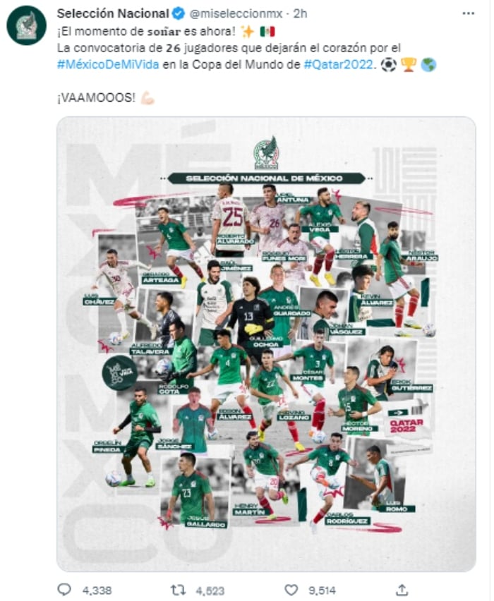 Selección Mexicana jugadores Qatar
