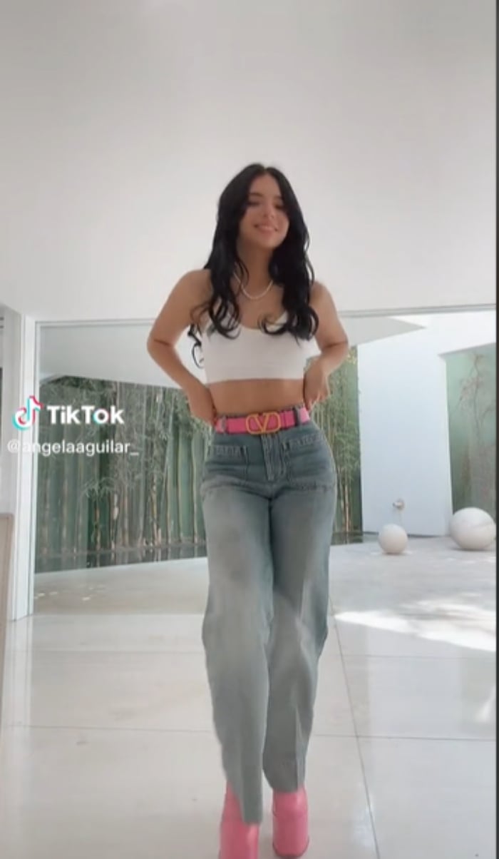 Ángela Aguilar mini top and dancing