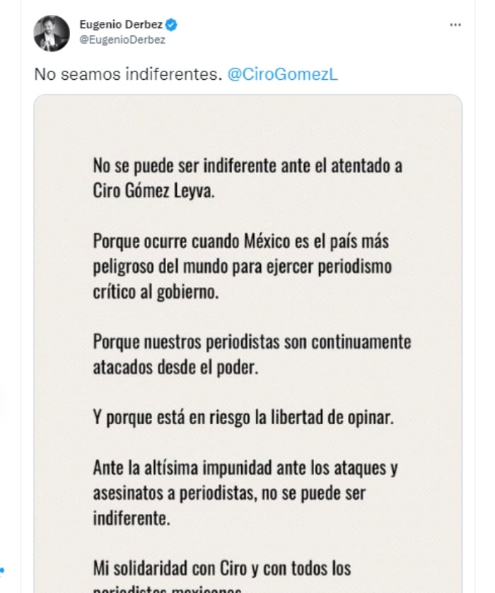 Eugenio Derbez México país más peligroso