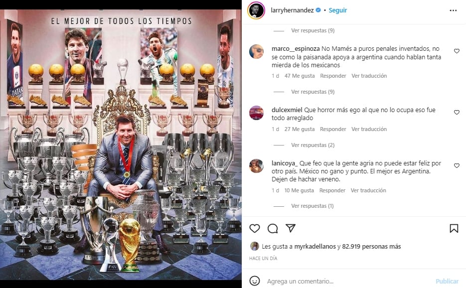 Criticism rains down on Larry Hernández for praising Messi