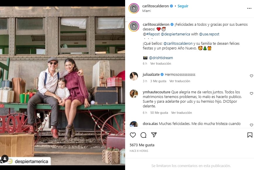 Carlos Calderón rompe el silencio sobre su relación
