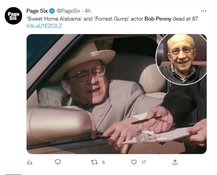 El actor Bob Penny de 'Forrest Gump' ha muerto