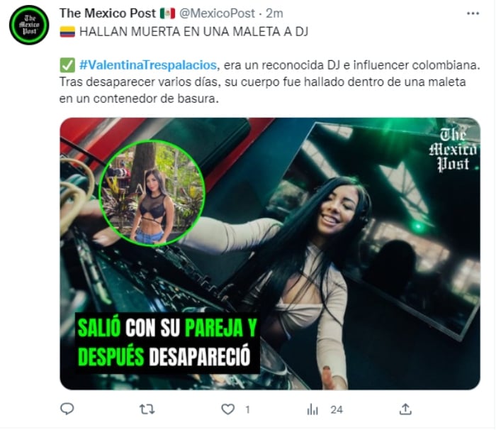 Encuentran a influencer muerta en una maleta