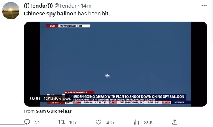 Globo espía chino sobre EE.UU