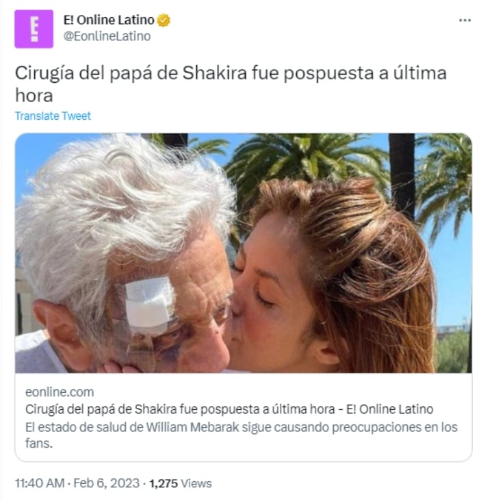 Shakira's father's surgery is postponed
