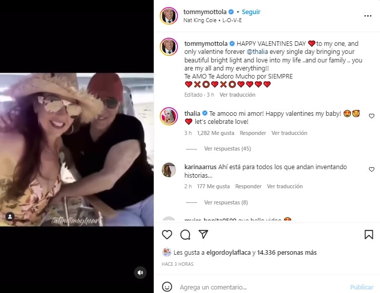 Tommy Mottola dedica mensaje a Thalía