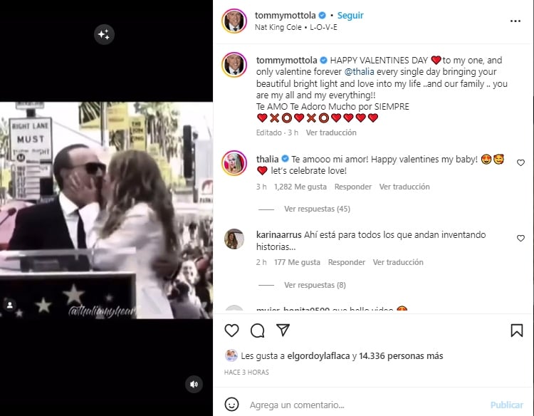 Tommy Mottola dedica mensaje a Thalía