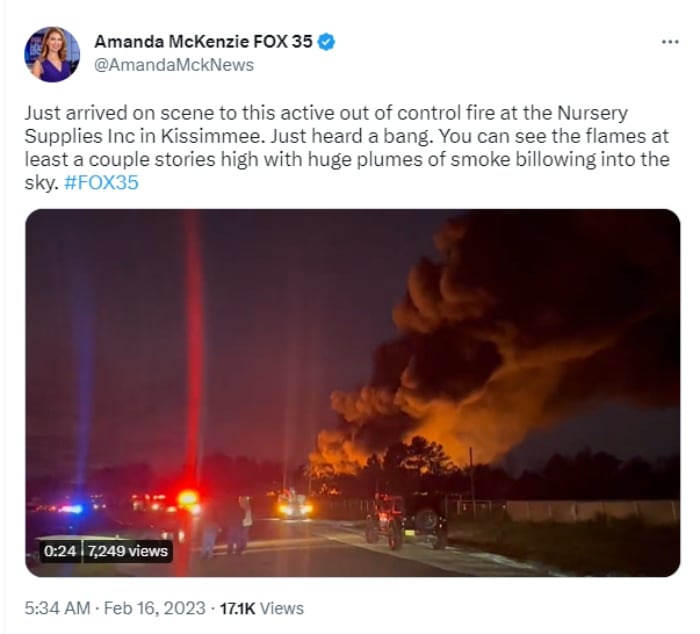 Enorme incendio en Kissimmee