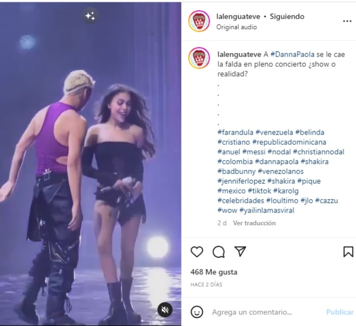 A Danna Paola se le cae la falda