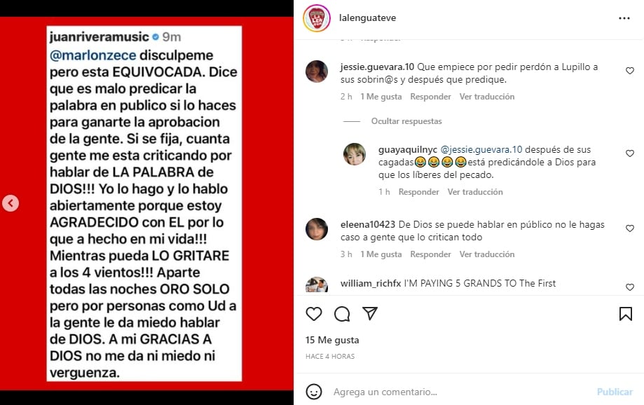 Juan Rivera recibe duras críticas por hablar de Dios