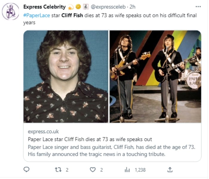 Reportan la muerte del músico Cliff Fish