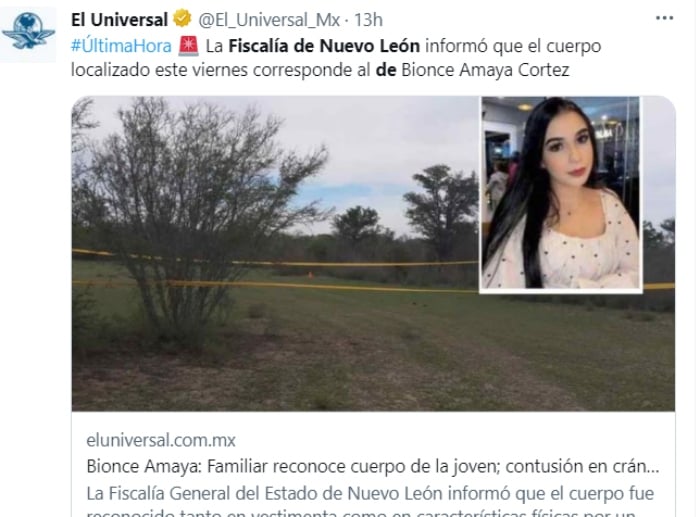 They find the lifeless body of Bionce Amaya Cortez