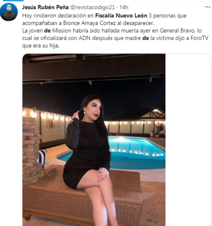 They find the lifeless body of Bionce Amaya Cortez