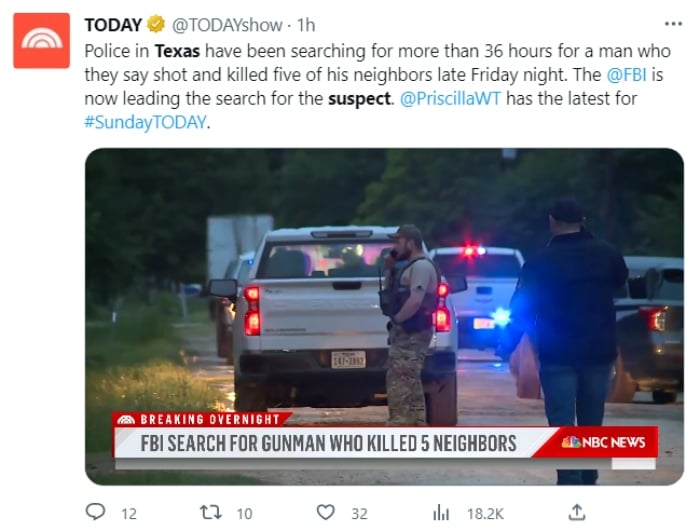 Sospechoso de masacre en Texas sigue prófugo