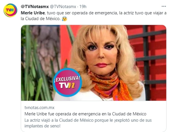 La actriz Merle Uribe fue hospitalizada
