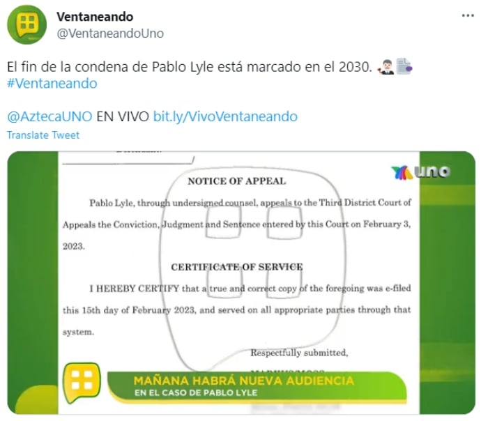 Pablo Lyle will have a new hearing