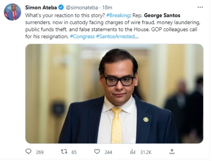 George Santos es arrestado