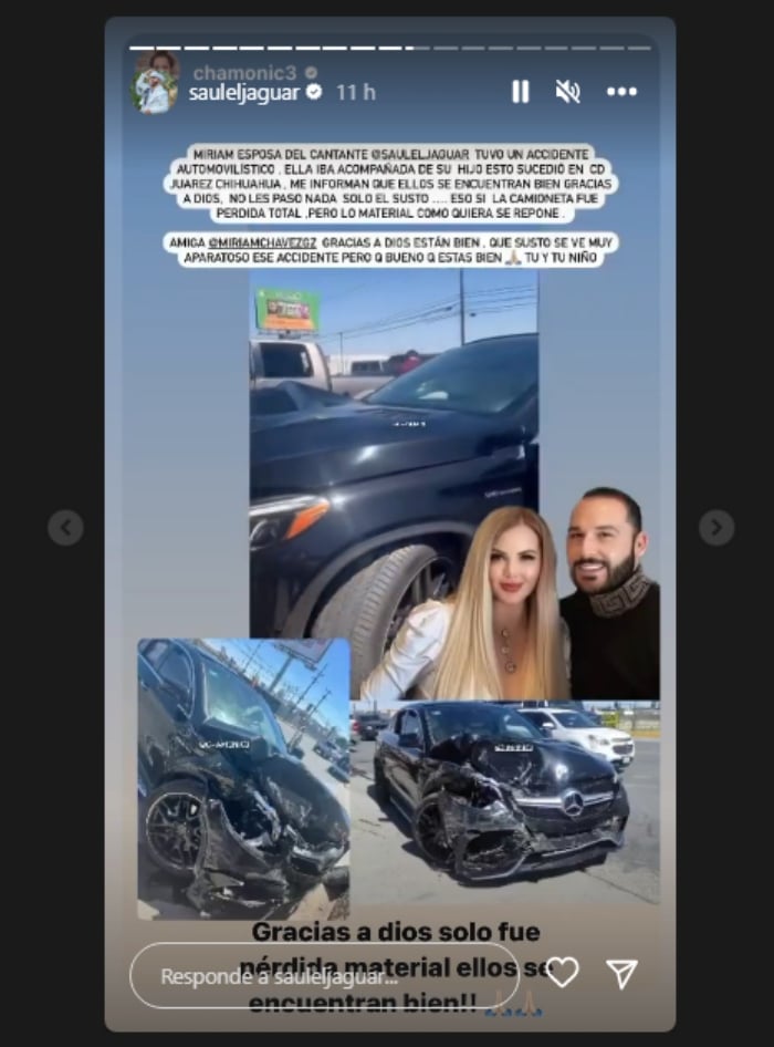 Esposa de Saúl El Jaguar sufre accidente