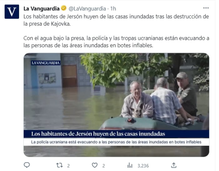 Primeras muertes tras el colapso de la presa de Kajovka