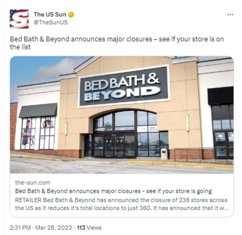 Bed Bath & Beyond announces store closures