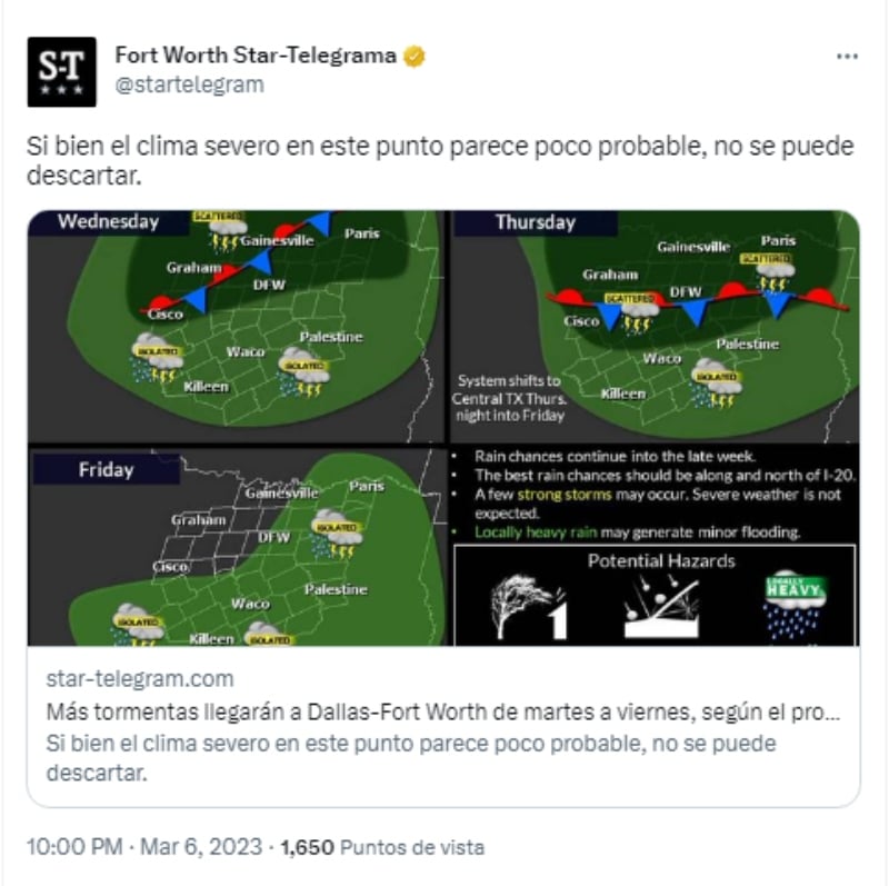 Clima severo afecta Dallas