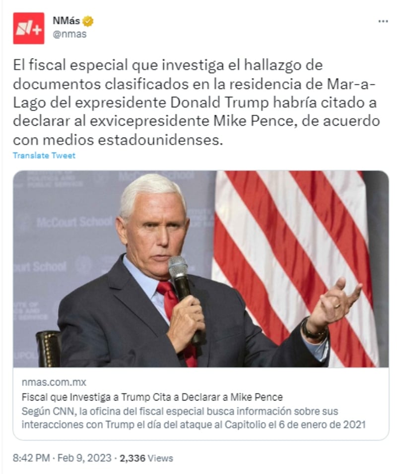 Fiscal que investiga a Donald Trump llama a declarar a Mike Pence