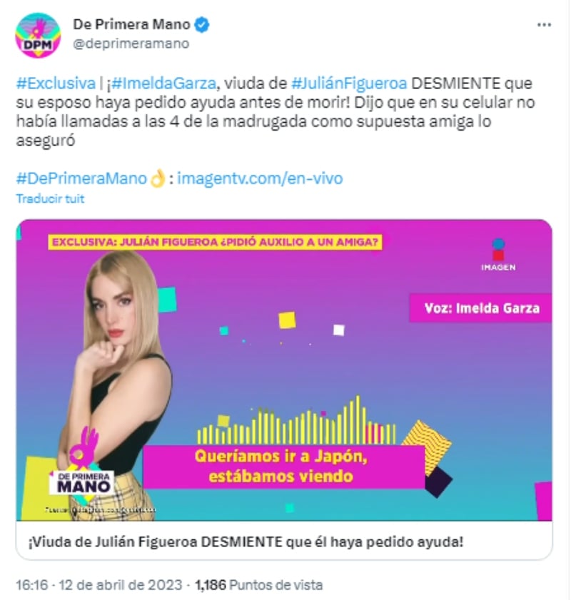 Viuda Julián Figueroa rompe silencio: Revela cómo fueron sus últimos momentos