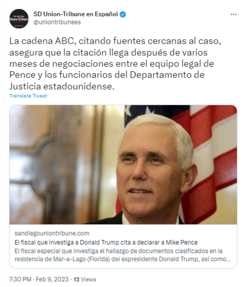 Fiscal Donald Trump Mike Pence: Reconocen haber encontrado documentos clasificados
