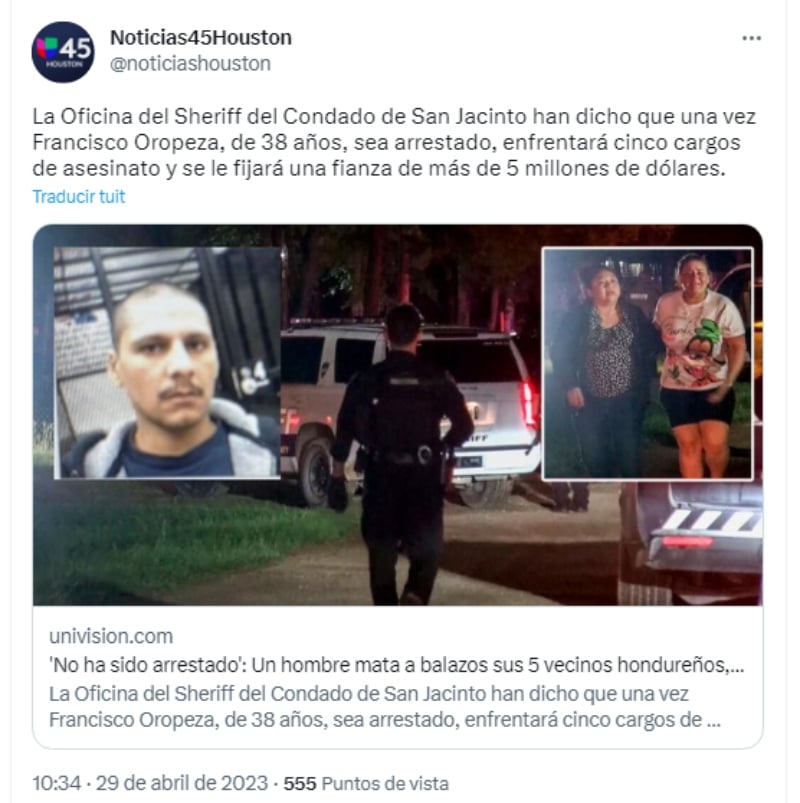 Autoridades fijan fianza a Francisco Oropeza
