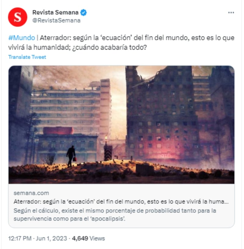 Dan a conocer la ecuación del fin del mundo