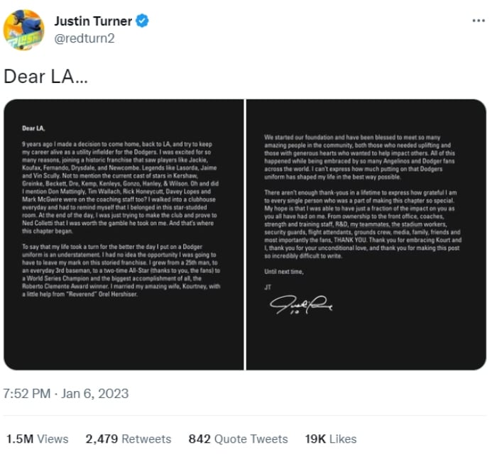 Justin Turner le dice adiós a Los Ángeles de Dodgers