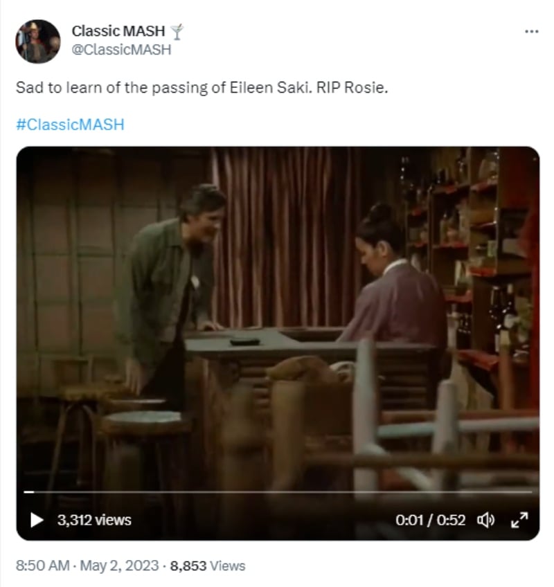 Su esposo reconoce el talento de la estrella de MASH